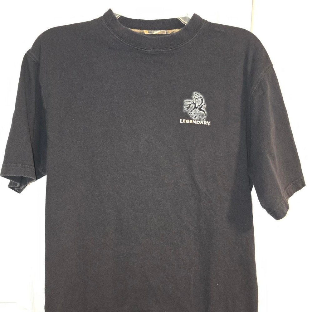 Legendary Whitetails black t-shirt with graphic of a man in a hat